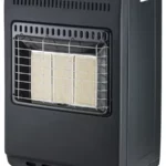 Basic Gassovn 4,2 kW i kompakt design med varmeinnstillinger og hjul for enkel flytting.